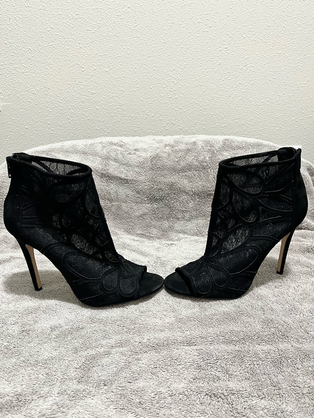 ALDO Black Mesh Peep-Toe Stiletto Ankle Booties